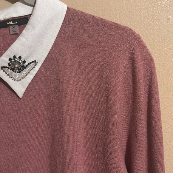 Milano Long Sleeve Sweater with Jewel embroidered Collar XL - Picture 6 of 9
